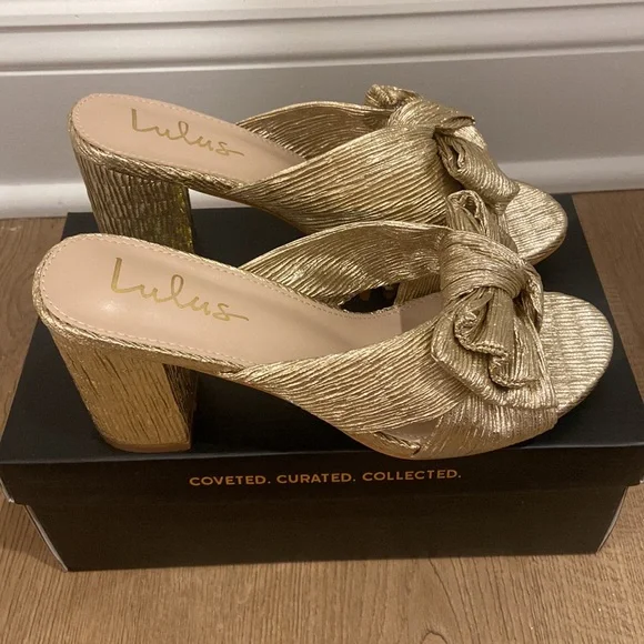 Lulu’s Dorothea Gold Knotted High Heel Sandals - Picture 5 of 6